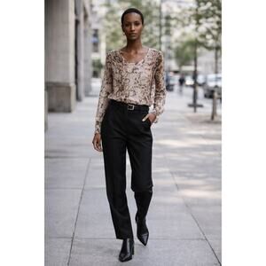 L’AGENCE 100% Silk Chiffon Animal Print Blouse Sheer Women’s Top Size 4 Multi